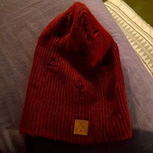 Tribe Kelley distressed maroon beanie